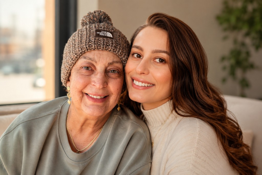 Mother and daughter portrait representing family caregiving and care coordination with PocketSAM